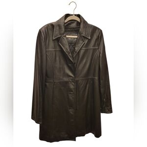 The Limited Black Leather Longline Coat